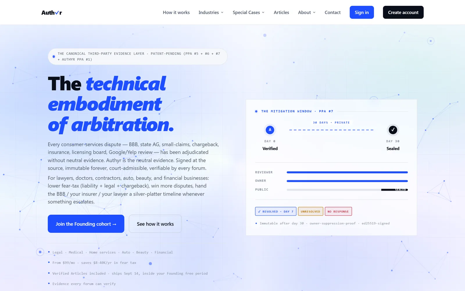 authyr.com — the live trust-rails surface