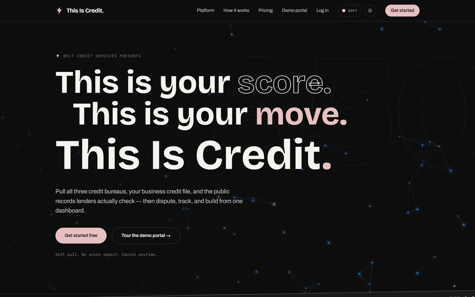 Landing — dependency-free canvas plexus hero